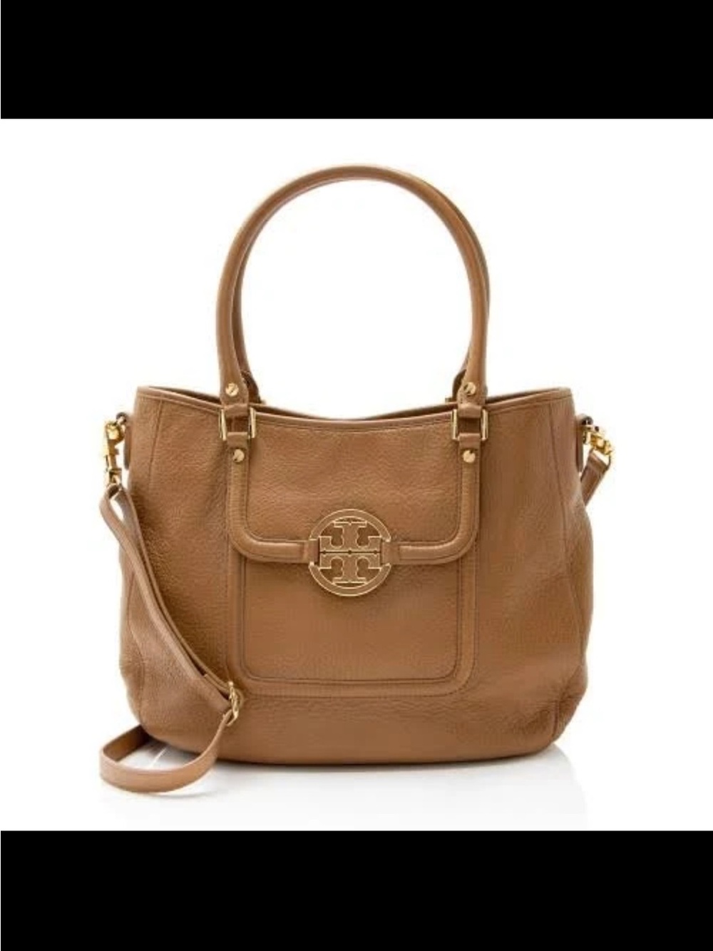 $40 TODAY ONLY Tory Burch Amanda Camel/Tan Pebbled Leather Bag with Logo 8/2/26